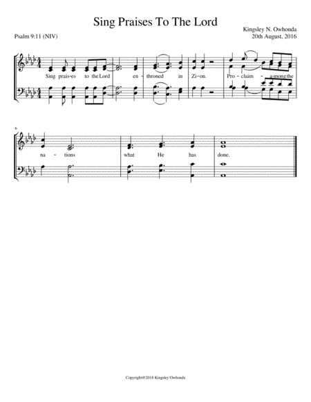 Sing Praises To The Lord Sheet Music