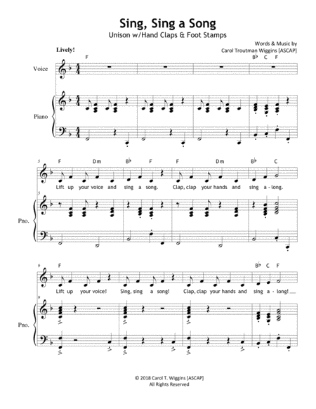 Free Sheet Music Sing Sing A Song