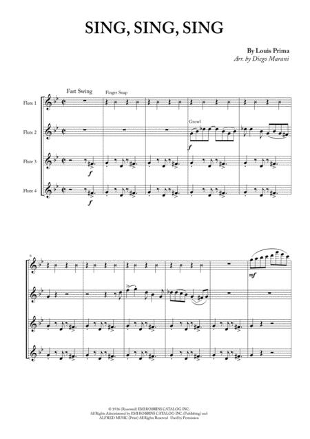 Sing Sing Sing For Flute Quartet Sheet Music