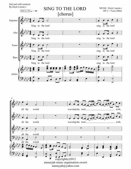 Free Sheet Music Sing To The Lord A New Song