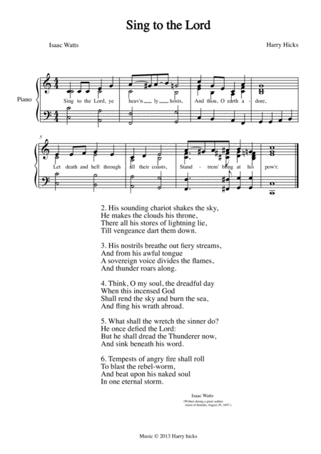 Free Sheet Music Sing To The Lord A New Tune To A Wonderful Isaac Watts Hymn