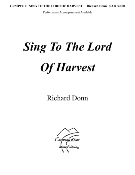 Free Sheet Music Sing To The Lord Of Harvest