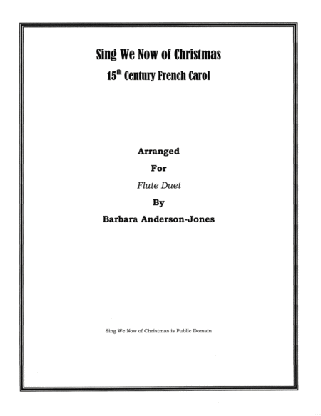 Free Sheet Music Sing We Now Of Christmas Flute Duet