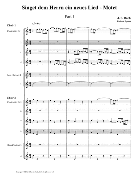 Free Sheet Music Singet Dem Herrn Ein Neeues Lied Motet By Js Bach Double Clarinet Choir