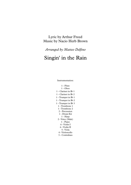 Singin In The Rain Solo Voice And Full Orchestra Sheet Music