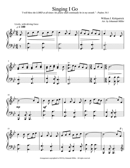 Singing I Go Sheet Music