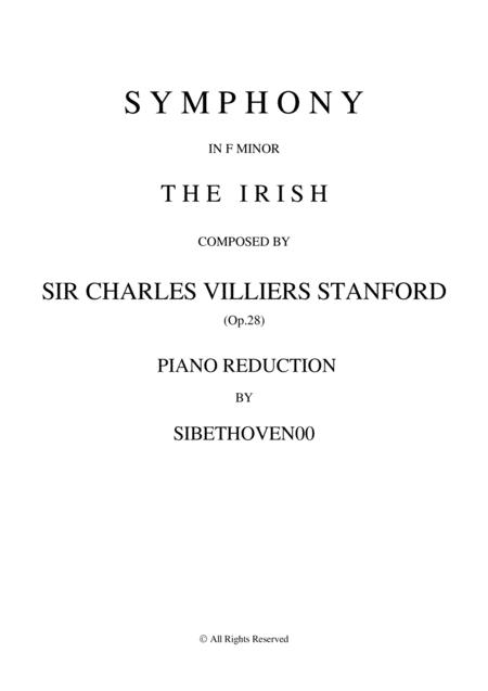 Sir Charles Villiers Stanford Symphony No 3 In F Minor The Irish 1st Movement Piano Reduction Sheet Music