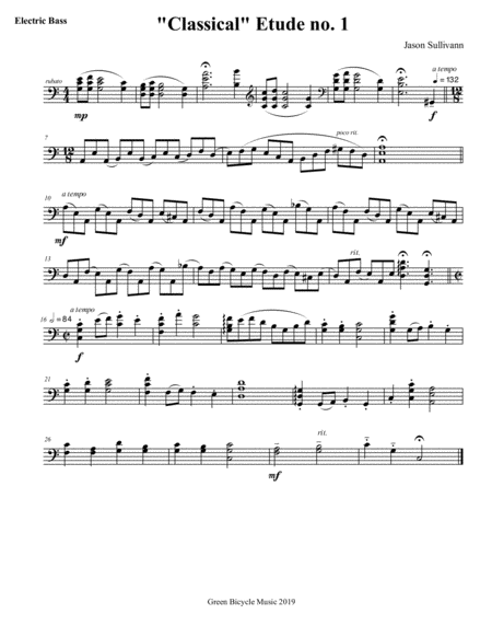 Free Sheet Music Six Classical Etudes For Electric Bass