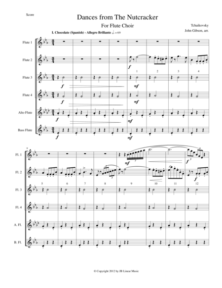 Free Sheet Music Six Dances From The Nutcracker By Tchaikowsky For Flute Choir