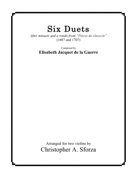 Free Sheet Music Six Duets After La Guerre