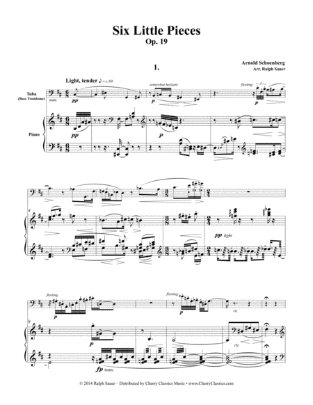 Free Sheet Music Six Little Pieces Op 19 For Tuba Or Bass Trombone Piano