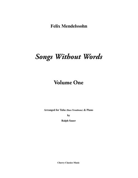 Six Songs Without Words For Tuba Or Bass Trombone Piano Sheet Music