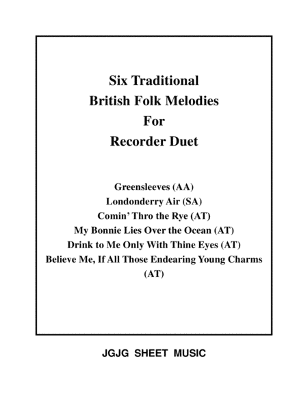 Free Sheet Music Six Traditional British Songs For Recorder Duet