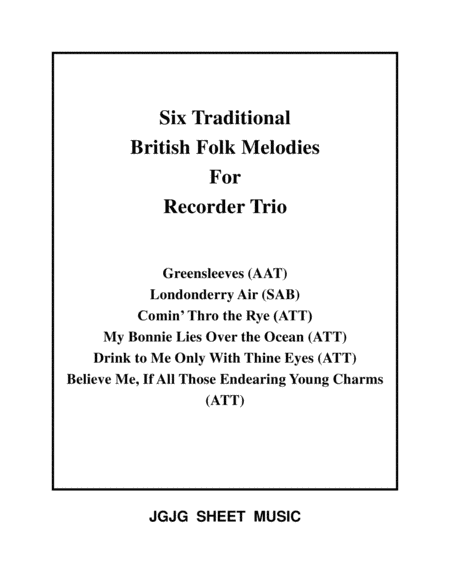 Free Sheet Music Six Traditional British Songs For Recorder Trio