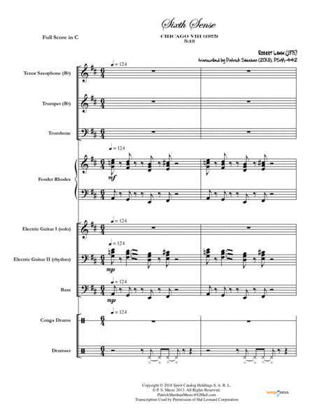 Sixth Sense Chicago Complete Score Sheet Music