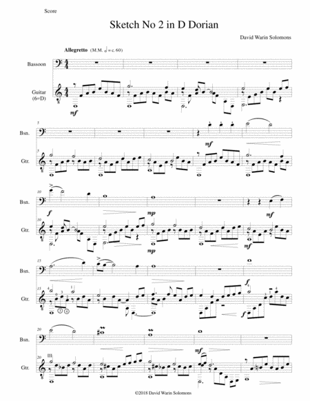 Free Sheet Music Sketch In D Dorian No 2 For Bassoon And Guitar