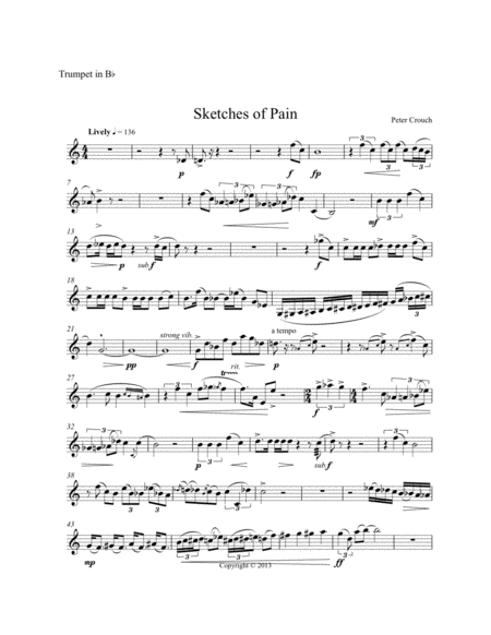 Free Sheet Music Sketches Of Pain