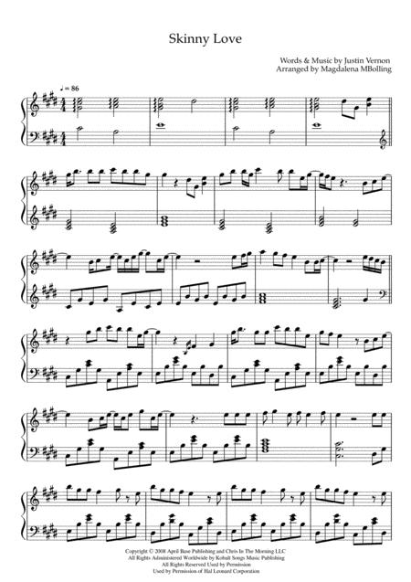 Free Sheet Music Skinny Love Piano Solo