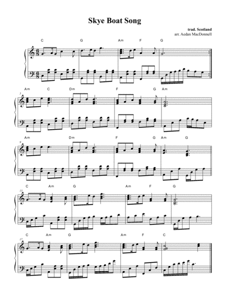 Free Sheet Music Skye Boat Song Over The Sea To Skye Trad Scotland
