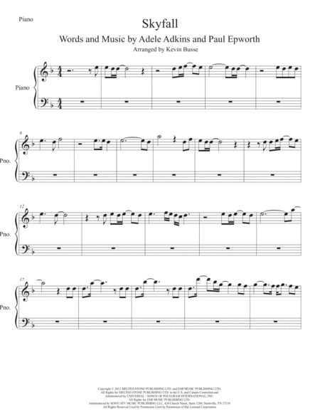 Skyfall Piano Sheet Music