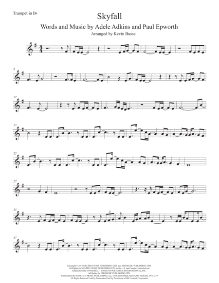 Free Sheet Music Skyfall Trumpet