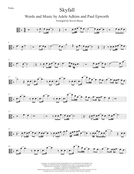 Skyfall Viola Sheet Music