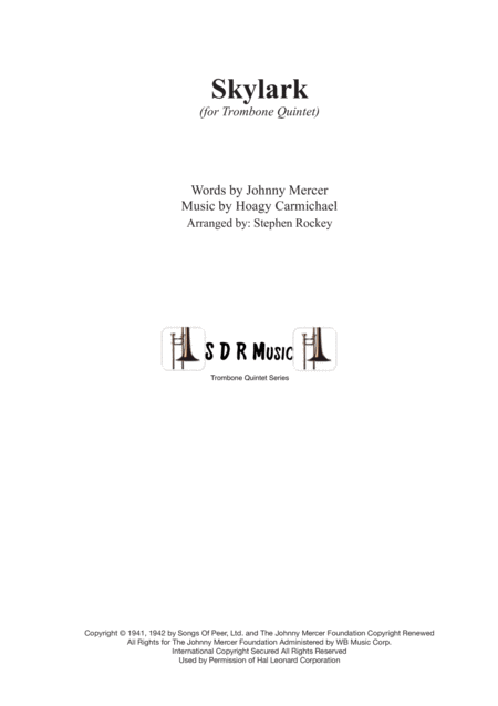 Free Sheet Music Skylark For Trombone Quintet