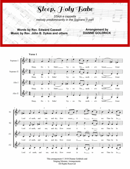 Sleep Holy Babe Ssaa A Cappella Sheet Music