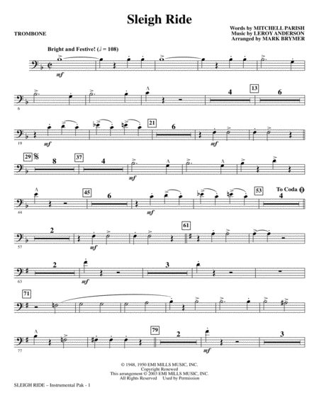 Free Sheet Music Sleigh Ride Arr Mark Brymer Trombone