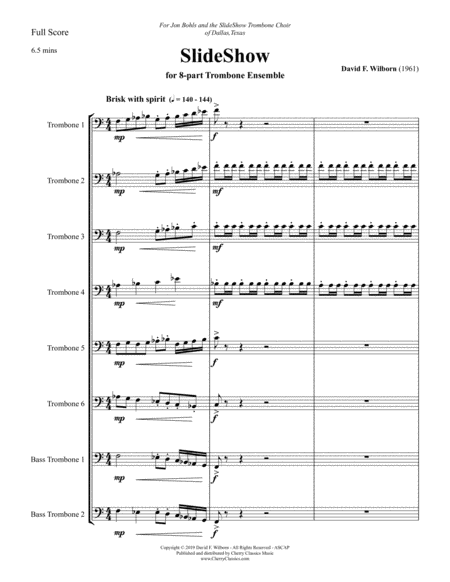 Slideshow For 8 Part Trombone Ensemble Sheet Music