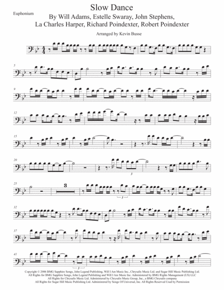 Slow Dance Euphonium Original Key Sheet Music