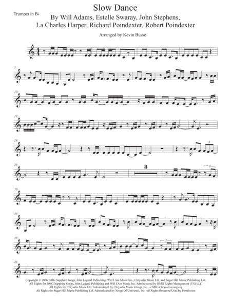 Slow Dance Trumpet Easy Key Of C Sheet Music