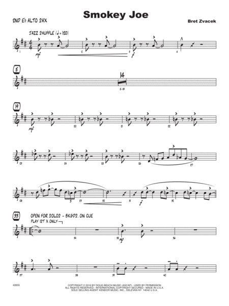 Free Sheet Music Smokey Joe 2nd Eb Alto Saxophone