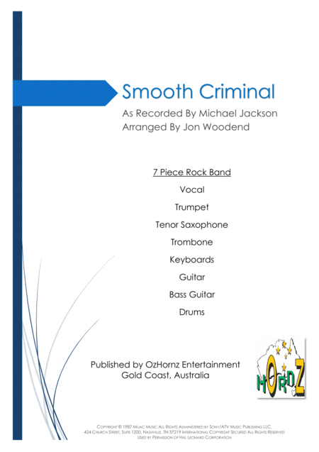 Free Sheet Music Smooth Criminal 7 Piece Horn Chart