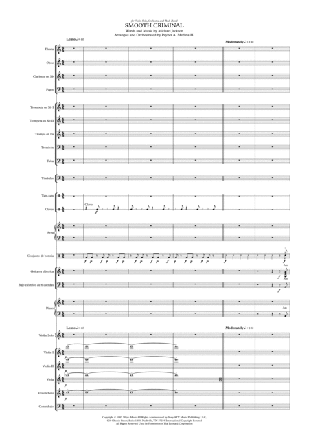 Smooth Criminal For Violin Symphony Orchestra And Rock Band Sheet Music