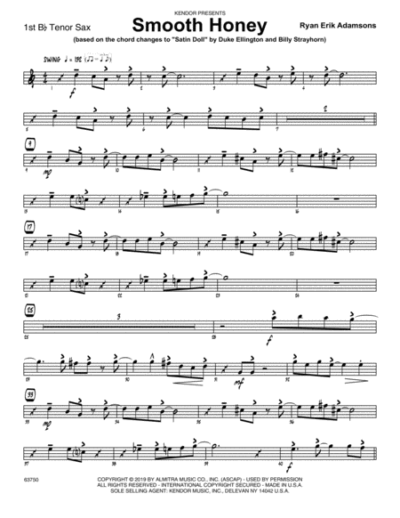 Smooth Honey Based On The Chord Changes To Satin Doll 1st Tenor Saxophone Sheet Music