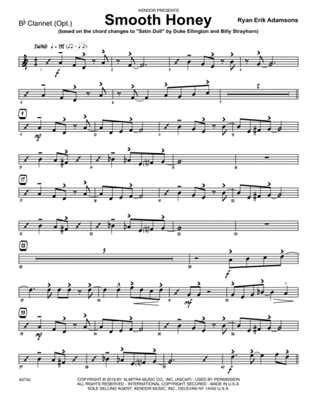 Smooth Honey Based On The Chord Changes To Satin Doll Bb Clarinet Sheet Music