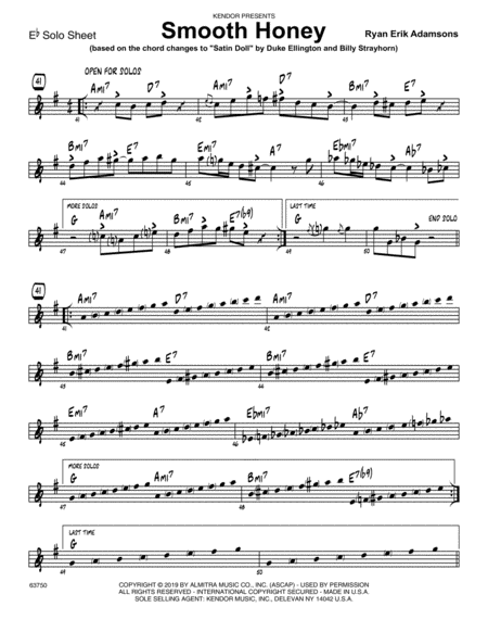 Smooth Honey Based On The Chord Changes To Satin Doll Eb Solo Sheet Sheet Music