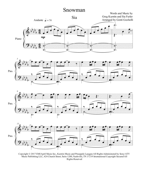 Snowman Piano Solo Sheet Music