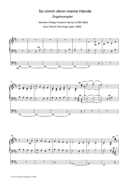 So Nimm Denn Meine Hnde Choral Prelude For Organ Sheet Music