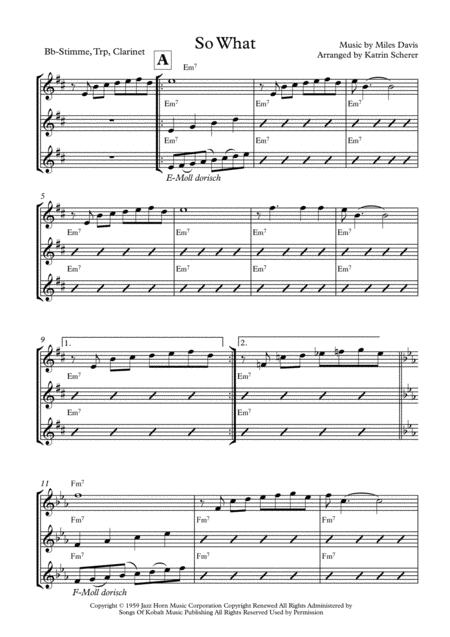 Free Sheet Music So What In Bb Trp Clarinet