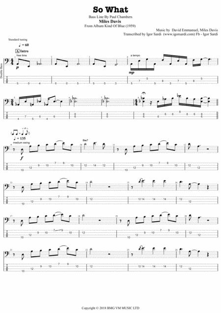 So What Miles Davis Complete And Accurate Double Bass Transcription Note For Note Sheet Music