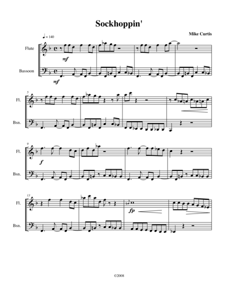 Free Sheet Music Sockhoppin For Flute And Bassoon