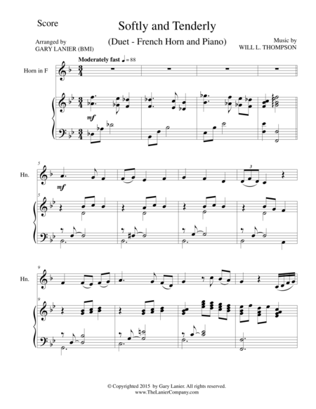 Free Sheet Music Softly And Tenderly Duet French Horn And Piano Score And Parts