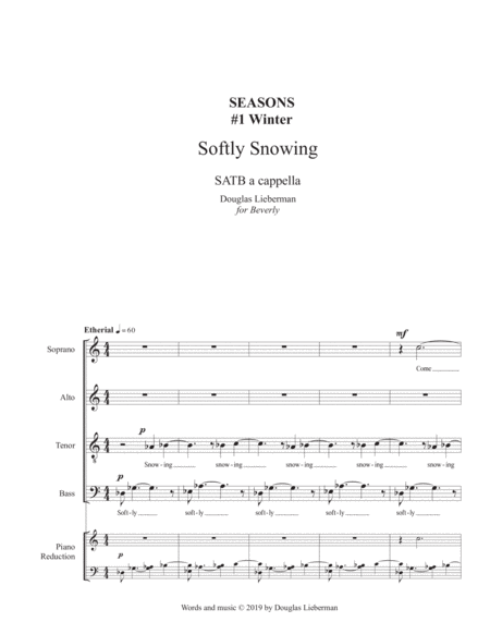 Softly Snowing 1 From The Song Cycle Seasons A Love Story By Douglas Lieberman Sheet Music