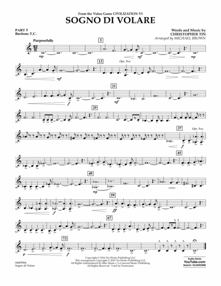 Sogno Di Volare From Civilization Vi Arr Michael Brown Pt 5 Baritonet C Sheet Music