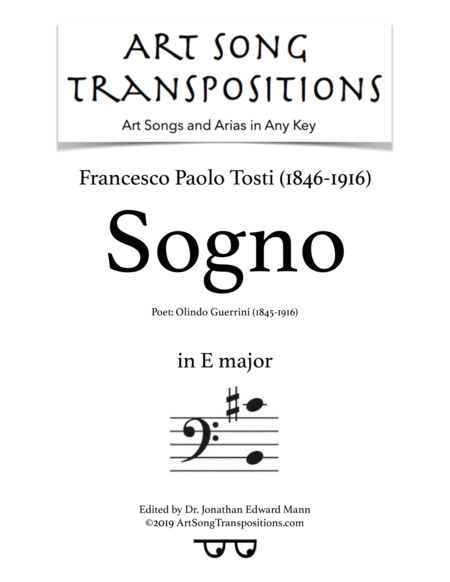 Free Sheet Music Sogno Transposed To E Major Bass Clef
