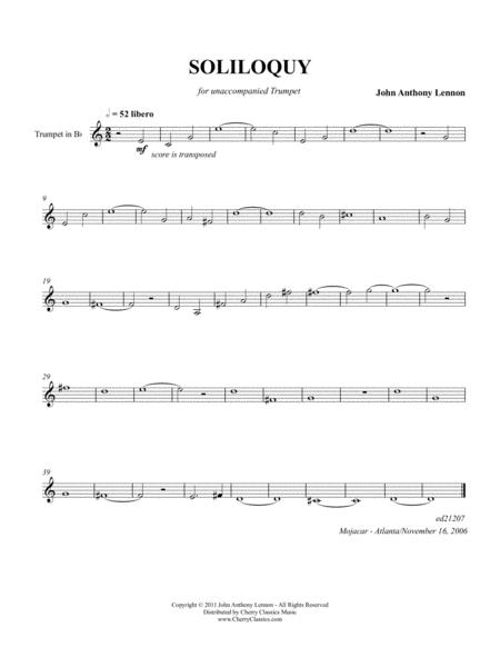Free Sheet Music Soliloquy For Unaccompanied Trumpet