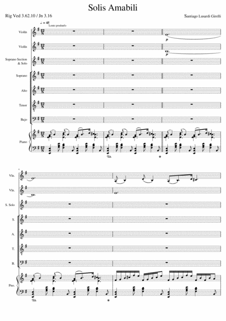 Solis Amabili For Satb Choir Piano And Two Violins Sheet Music