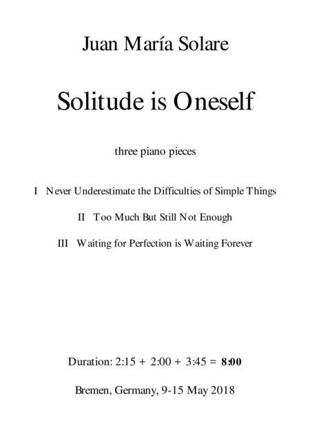 Free Sheet Music Solitude Is Oneself Piano